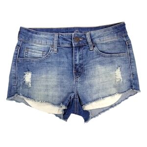 SO High Rise Shortie Jean Denim Distressed  Cutoff Shorts, Size 3